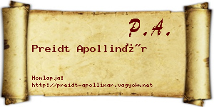 Preidt Apollinár névjegykártya